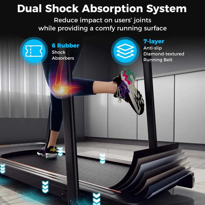 Senior-Friendly Walking Treadmill With Extended Handrails, 2.5 HP, 300 Lb Capacity, Black