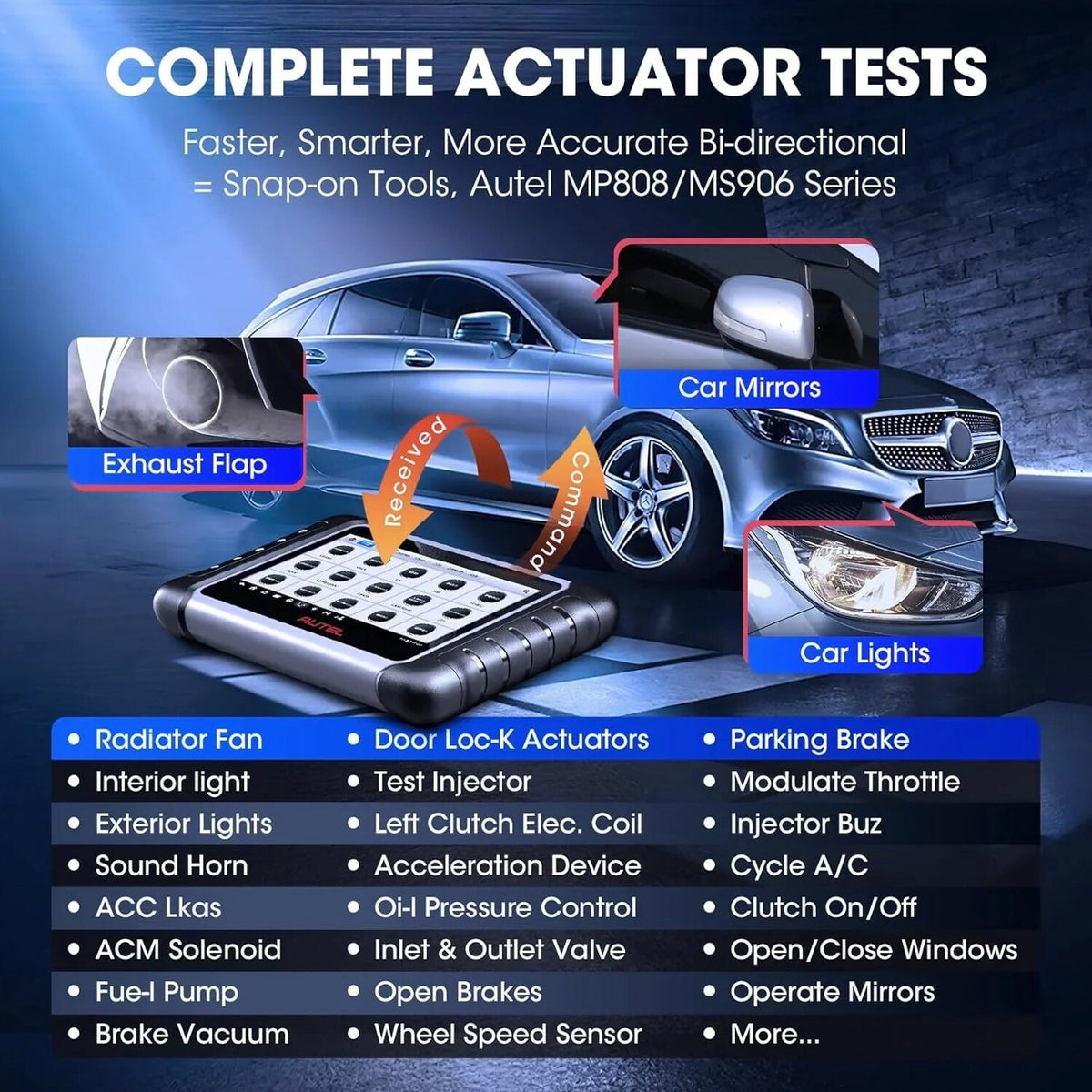 Autel MaxiCOM MK808S Automotive Diagnostic Scanner With 7-inch LCD Touchscreen