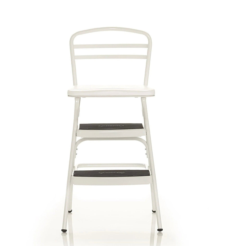 COSCO Stylaire Retro Chair And Step Stool With Flip-Up Seat - White, One Pack