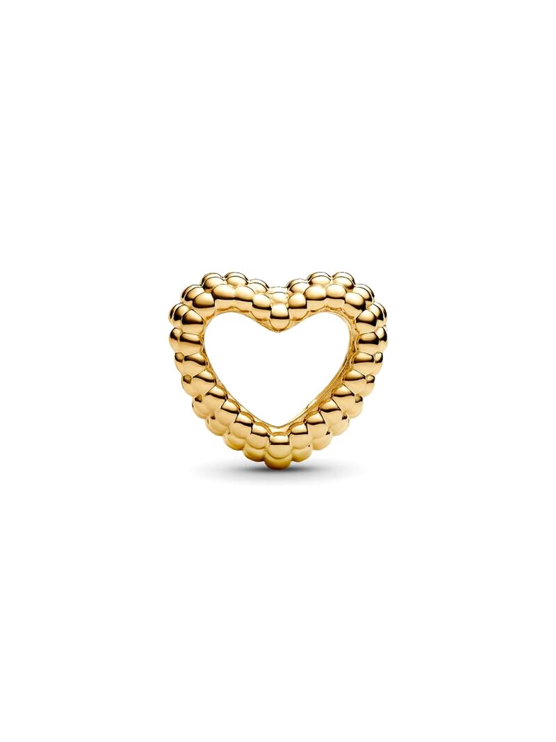 Gold-Plated Beaded Open Heart Charm
