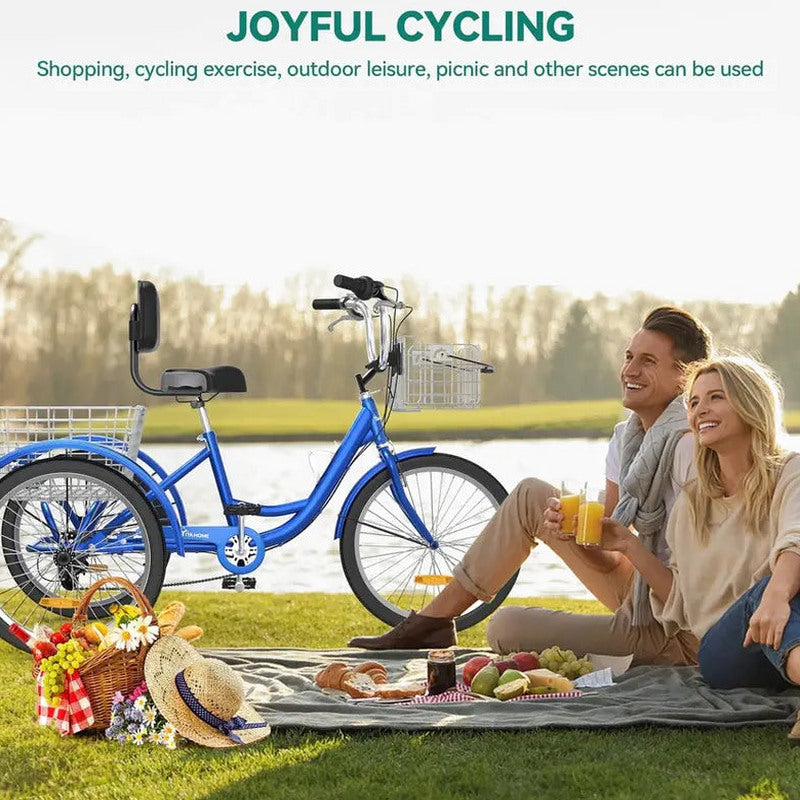 Adult 3-Wheel Pedal Tricycle, 24 And 26 Inch, 7-Speed