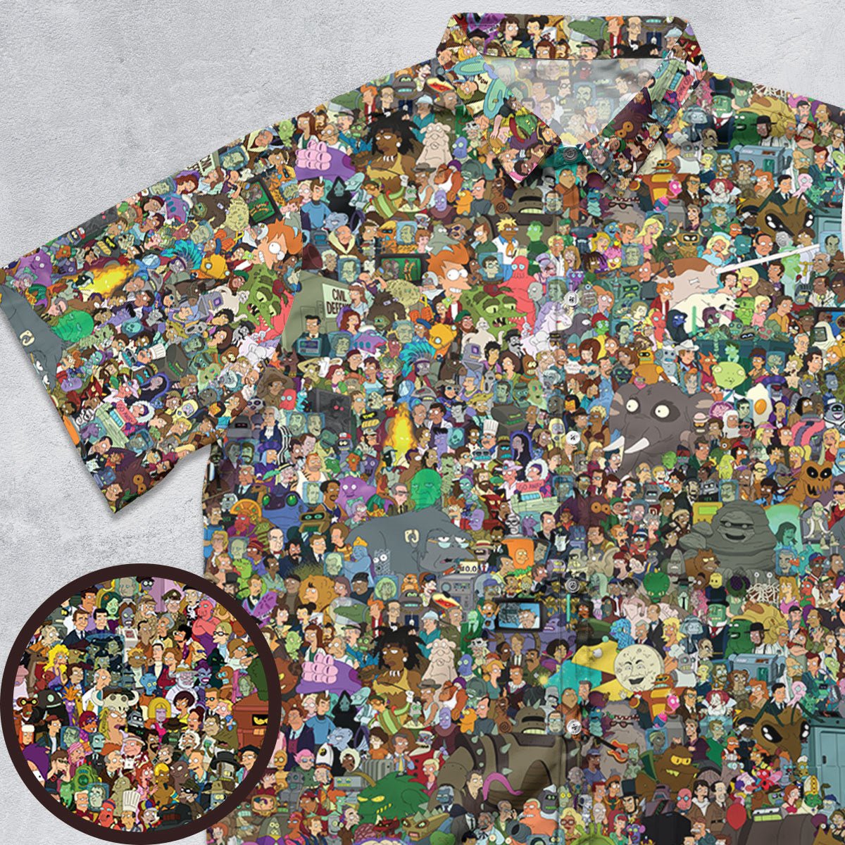 Futurama Characters Button Down Shirt
