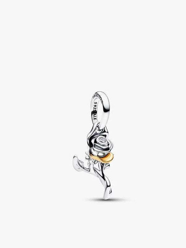 Gold-Plated Rose Diamond Dangle Charm