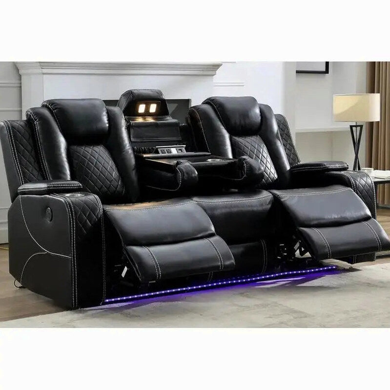 Power Reclining Sofa With Wireless Charging, Reading Light, USB/AC Ports And Cup Holders