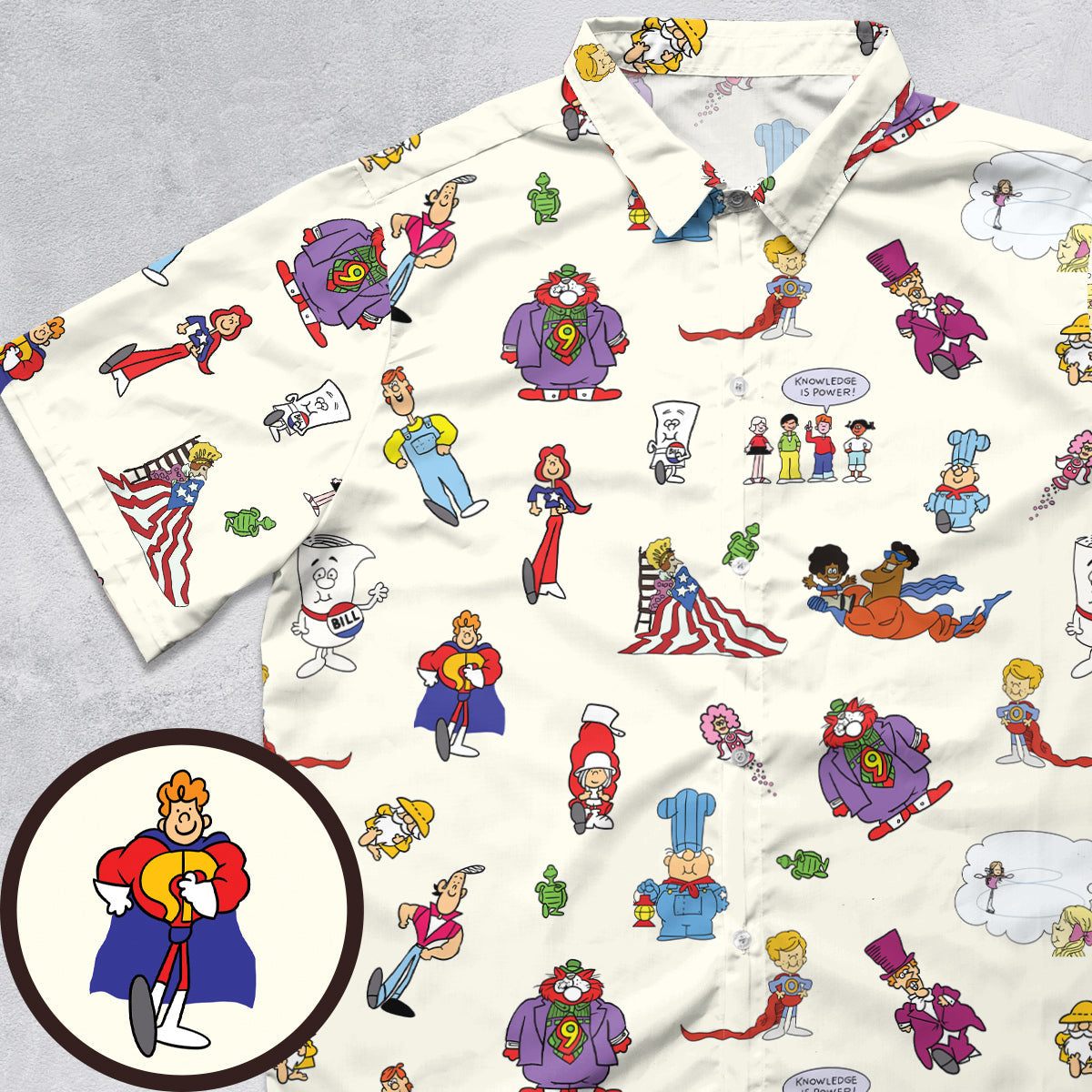 Schoolhouse Rock Characters Button Down Shirt