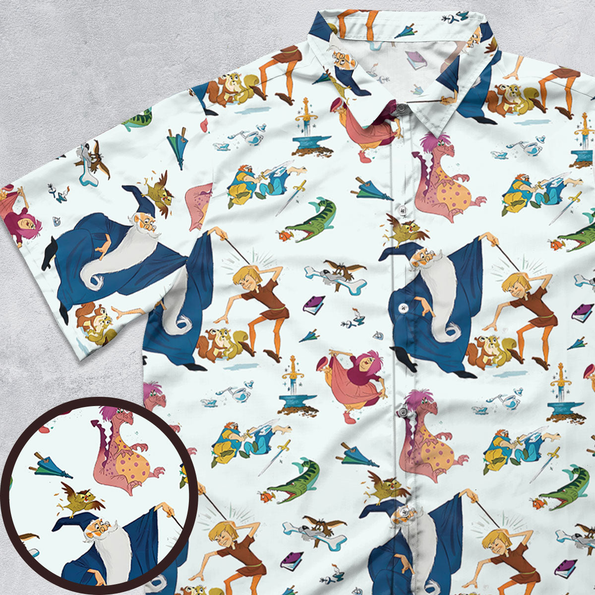 Sword in the Stone Pattern Button Down Shirt