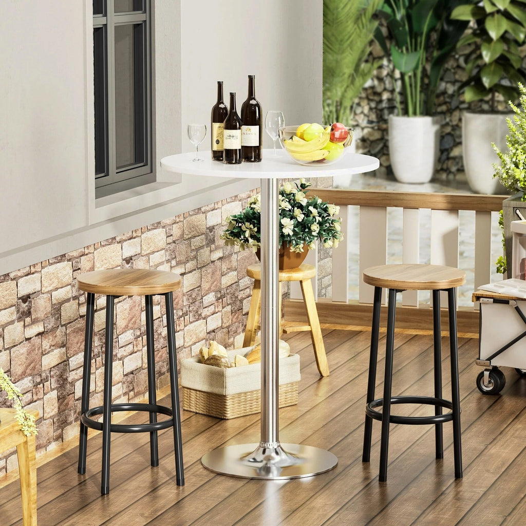 Round Bar-Height Bistro Pub Table With Metal Base And MDF Top, 23.8 x 23.8 x 39.5 Inch
