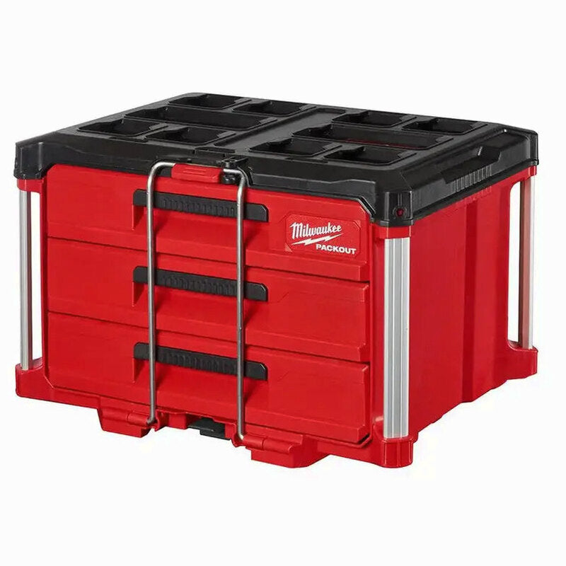 Milwaukee PACKOUT 3-Drawer Rolling Tool Box, 50 lbs Capacity - 48-22-8443