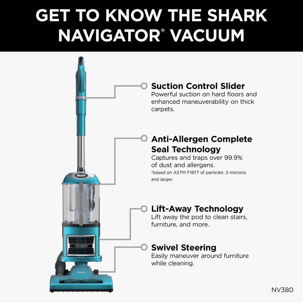 Shark Navigator Lift-Away Upright Vacuum, Bagless, Blue - NV380