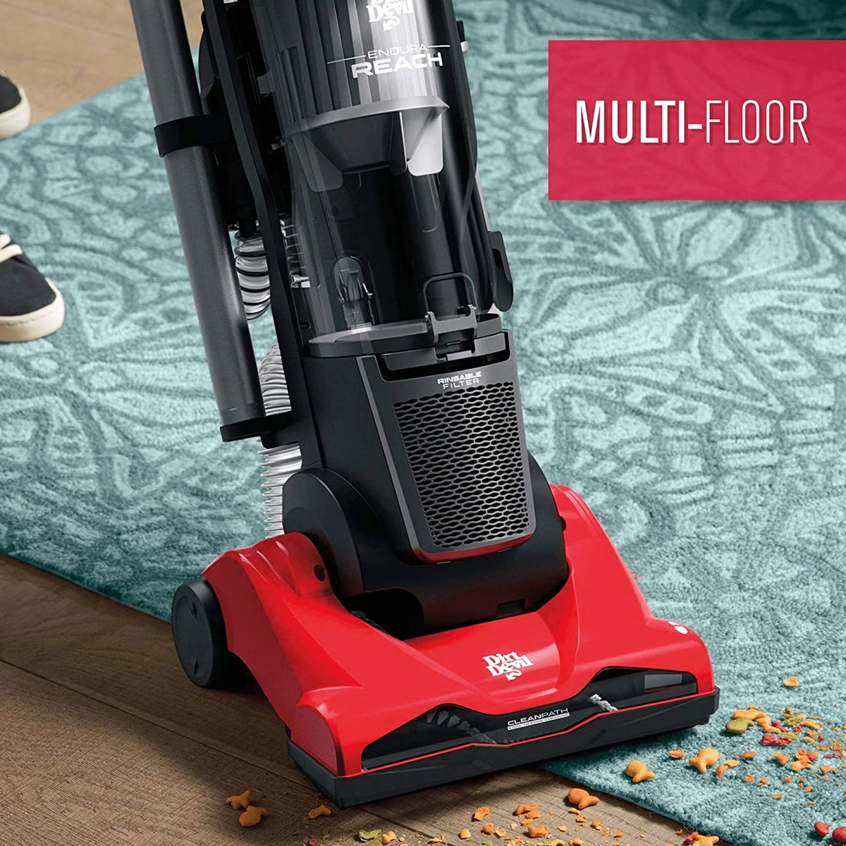 Dirt Devil Endura Reach Upright Bagless Vacuum Cleaner, Corded, Red - UD20124