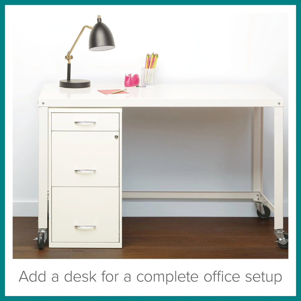 Space Solutions 3 Drawer Letter Width Vertical File Cabinet With Pencil Drawer, White