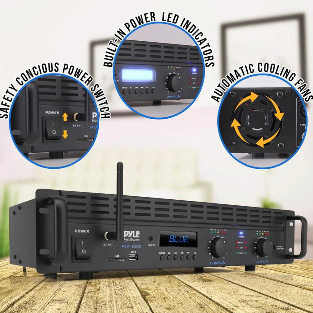 Pyle 2-Channel 2000W Bridgeable Rack-Mount Pro Audio Amplifier