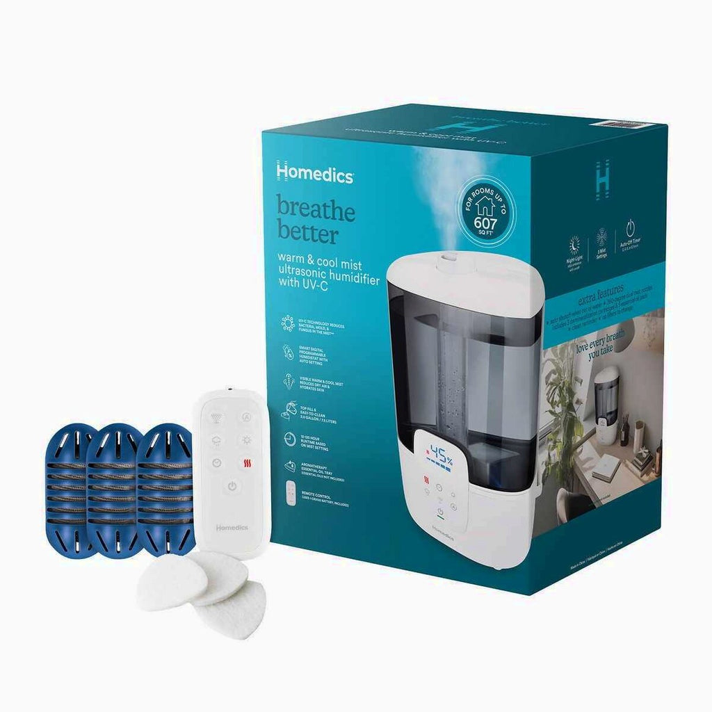 Homedics Warm/Cool Mist Ultrasonic Humidifier With UV-C Technology And Remote