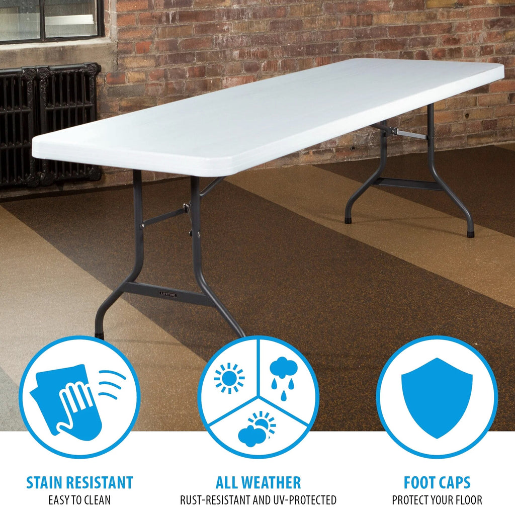 Lifetime 4 8-Foot Rectangle Folding Tables And 32 Chairs Set, White Granite - 80147