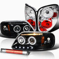 Spec-D Tuning Black LED Strip Projector Headlights With 6-LED Fog Lamps - Ford F150 Flareside 1997-2003, 04 Heritage