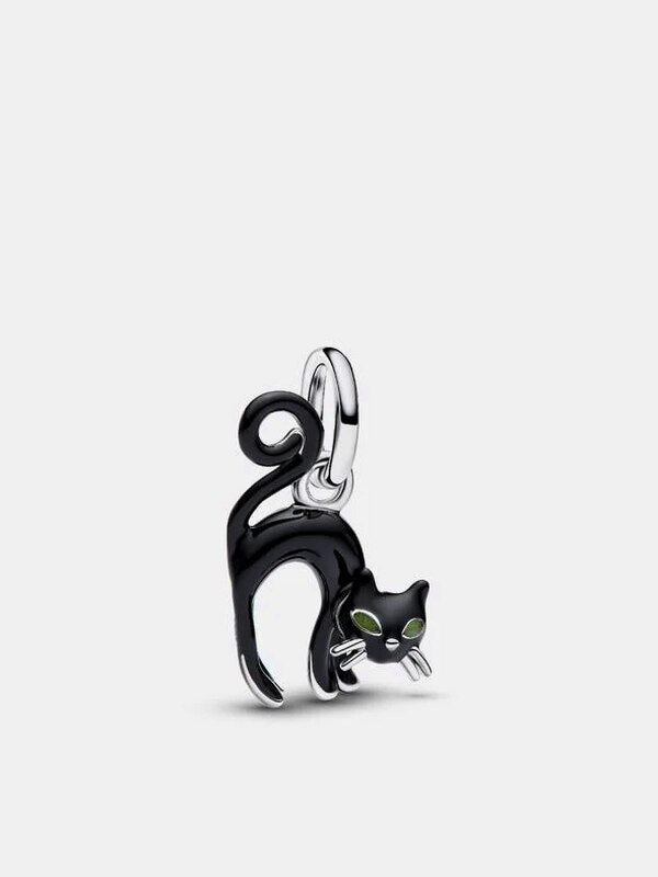 Sterling Silver Black Cat Dangle Charm