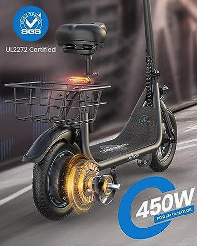 URBANMAX Electric Scooter With Seat, 450W Motor, 22 Miles Range, Black - C1