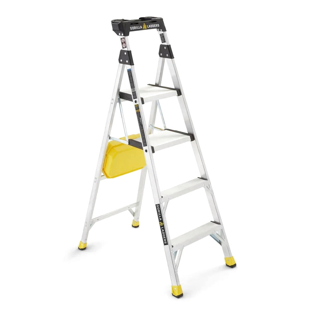 Gorilla Ladders Aluminum Dual Platform Ladder With Project Bucket, 5.5 Ft, 300 Lb Capacity