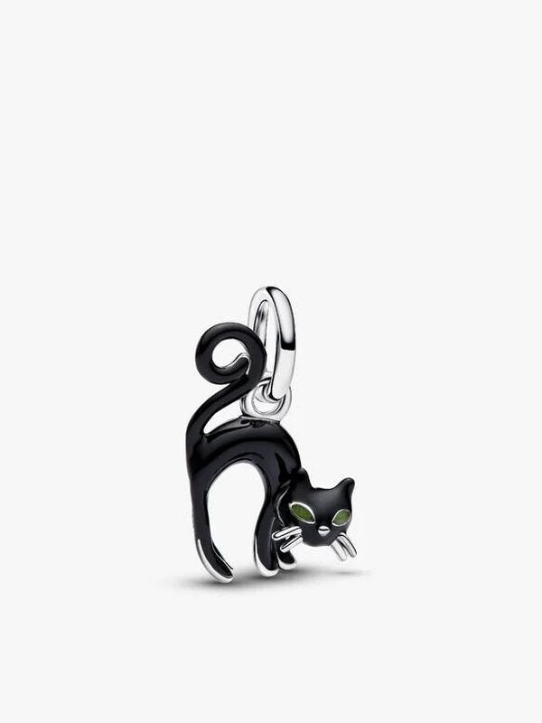 Sterling Silver Black Cat Dangle Charm