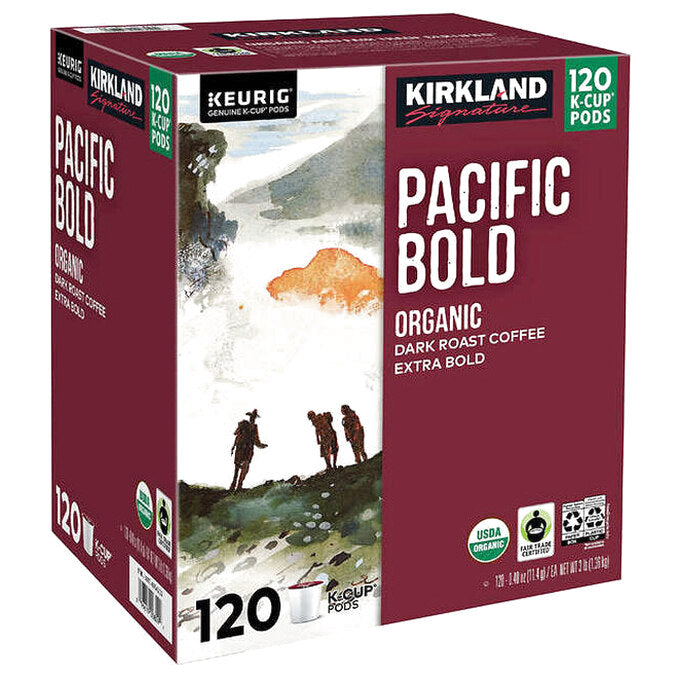 Kirkland Signature Organic Pacific Bold Dark Roast Coffee K-Cup Pods, 120-Count