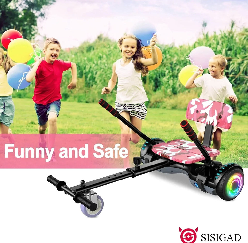 SISIGAD Electric Hoverboard And Kart Combo With 6.5 Inch Wheels And LED Lights