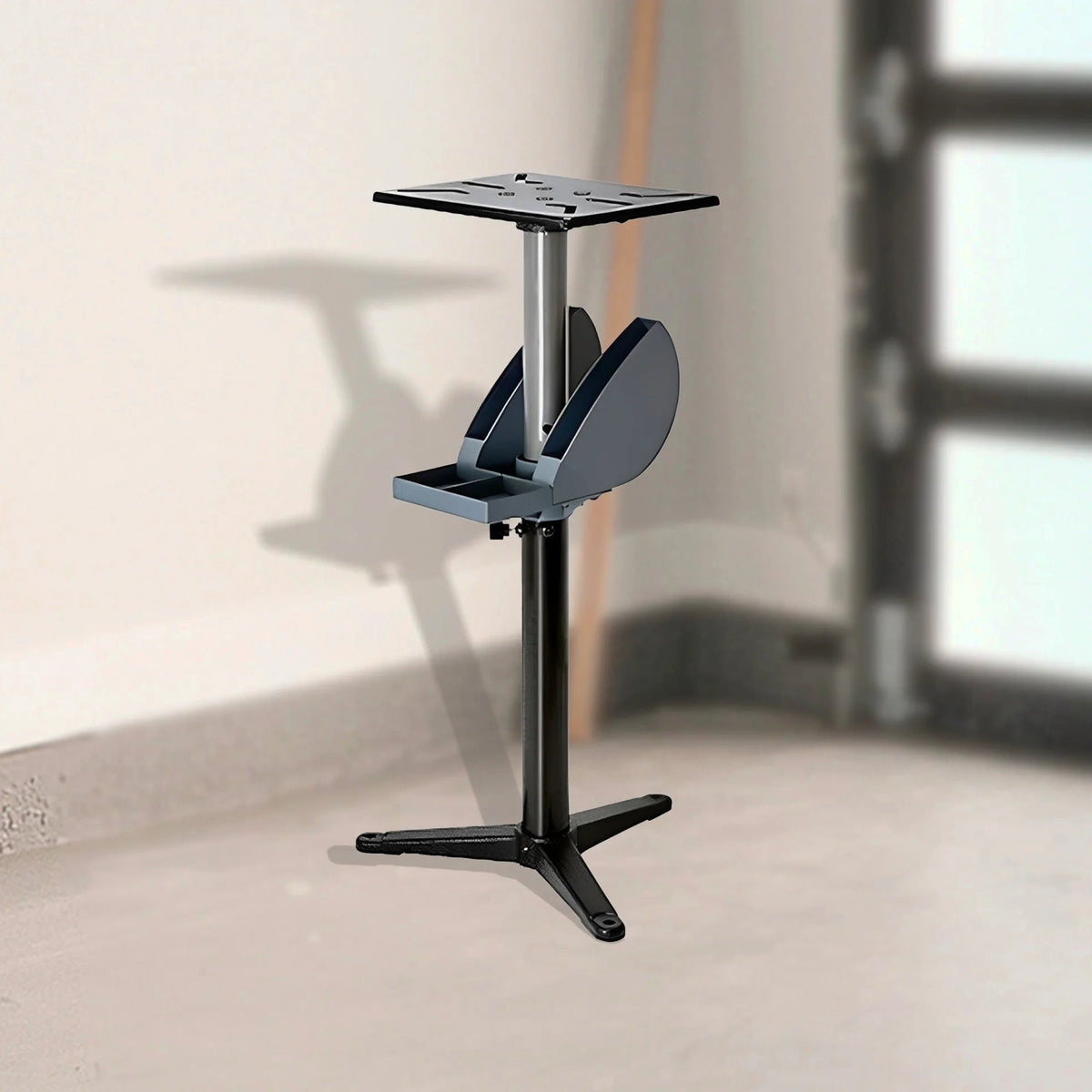 Master Mechanic Adjustable Cast Iron Grinder Pedestal With Tool Holder - 25.25 x 22.25 x 4.87 inches