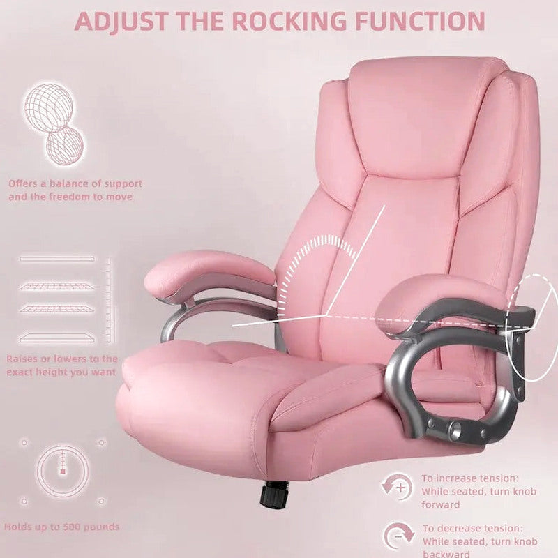 Bossin Big & Tall Executive Office Chair, 500-lb Capacity, PU Leather - Adjustable Lumbar Support