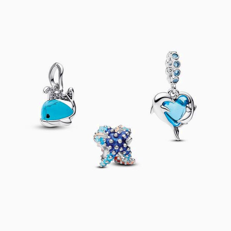 Ocean Animal Glass Detail Charm Trio