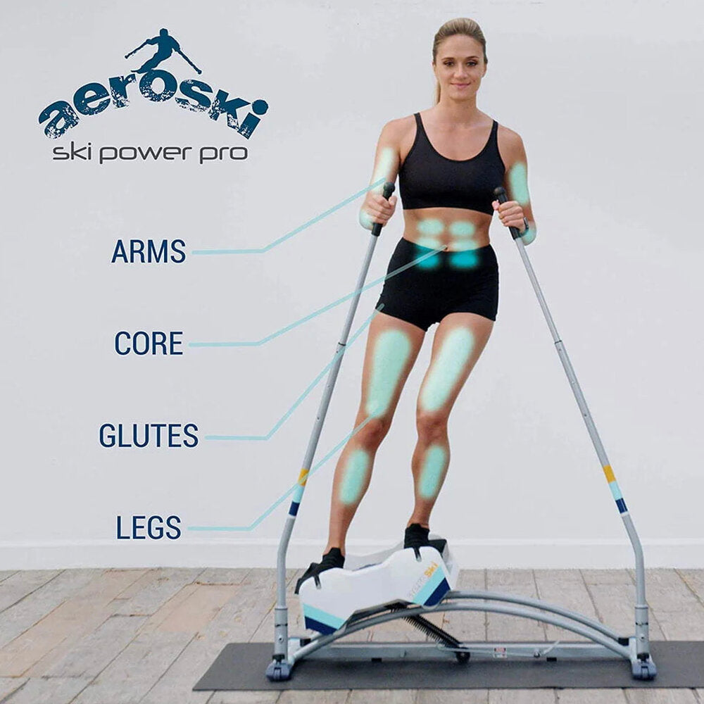 Aeroski Ski Fitness Workout Machine With Recoil Spring Resistance, Gray - 2.0