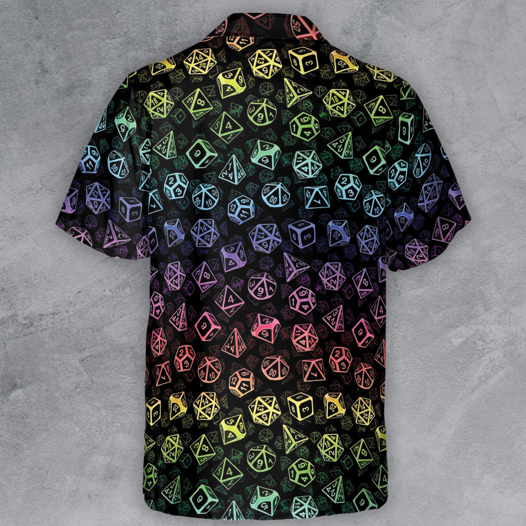 DnD Rainbow Dice Set Pattern Button Down Shirt