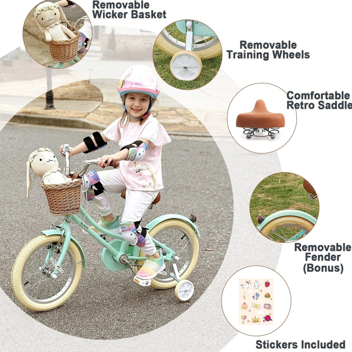 Glerc Girls' Kids' Bike, 12 inch, Pink, Ages 2-4 Years - Little Molly