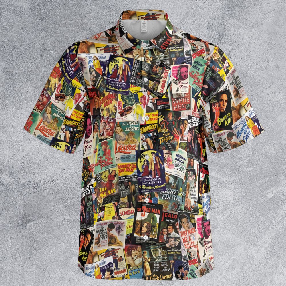 Film Noir Poster Collage Button Down Shirt