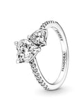 Double Heart Pavé Ring - Sterling Silver