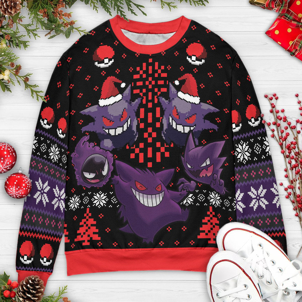 Ghost type Pokemon Christmas Ugly Christmas Sweatshirt