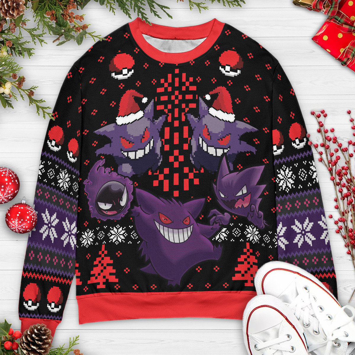 Ghost type Pokemon Christmas Ugly Christmas Sweatshirt