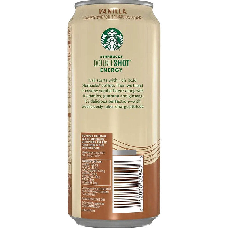 Starbucks Doubleshot Vanilla Espresso Energy Drink 15 oz, 12-Pack Cans