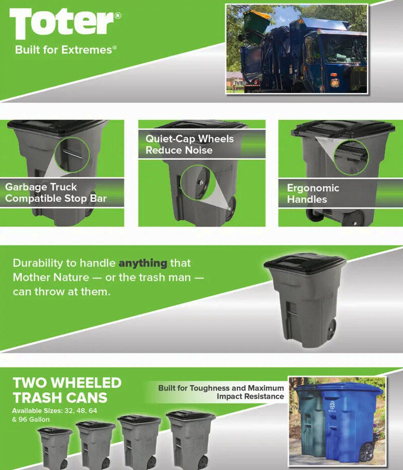 Toter 96-Gallon Wheeled Trash Can With Secure Lid