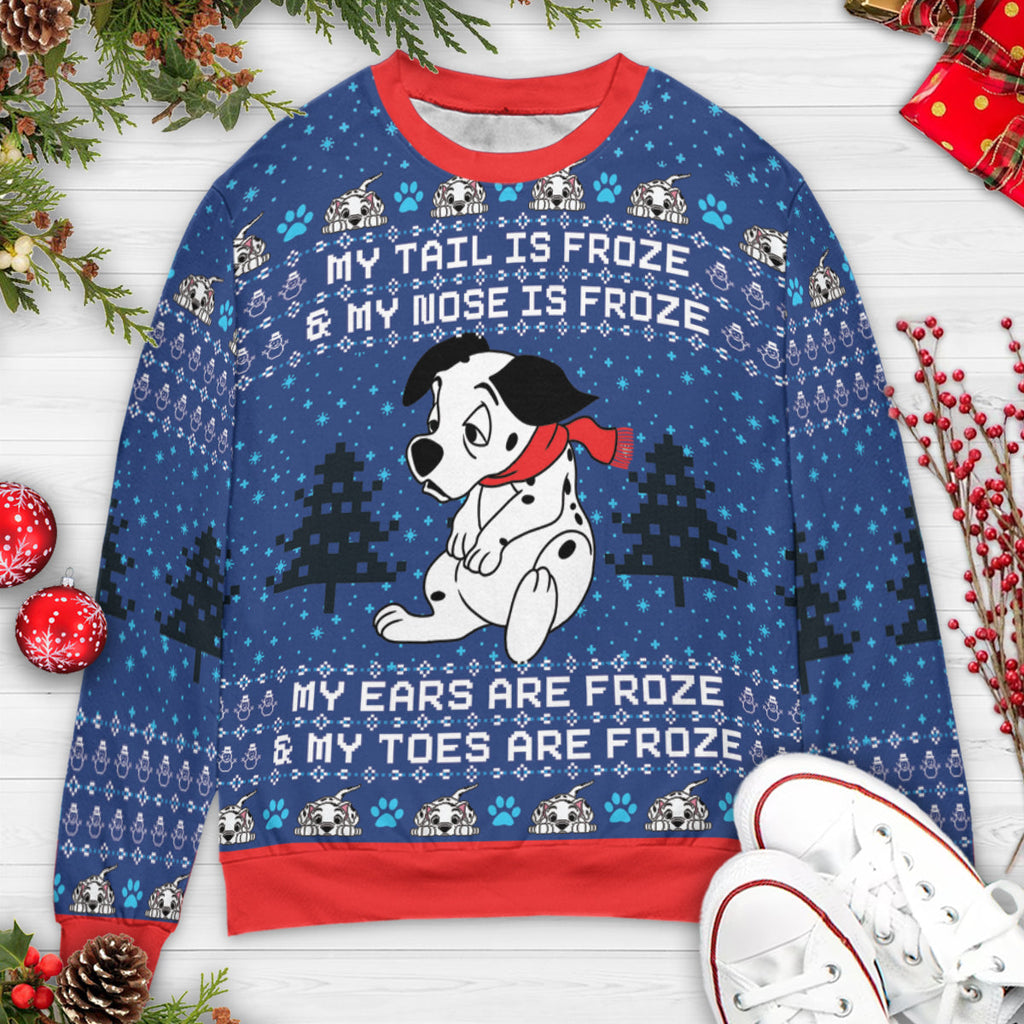 Tail Nose Ears Toes Freeze 101 Dalmatians Ugly Christmas Sweatshirt