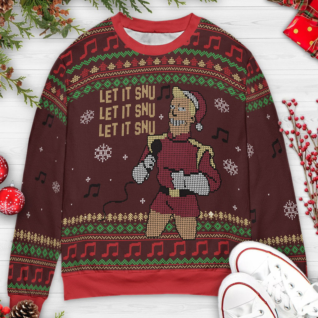 Let It Snu Let It Snu Zapp Brannigan Futurama Christmas Ugly Christmas Sweatshirt