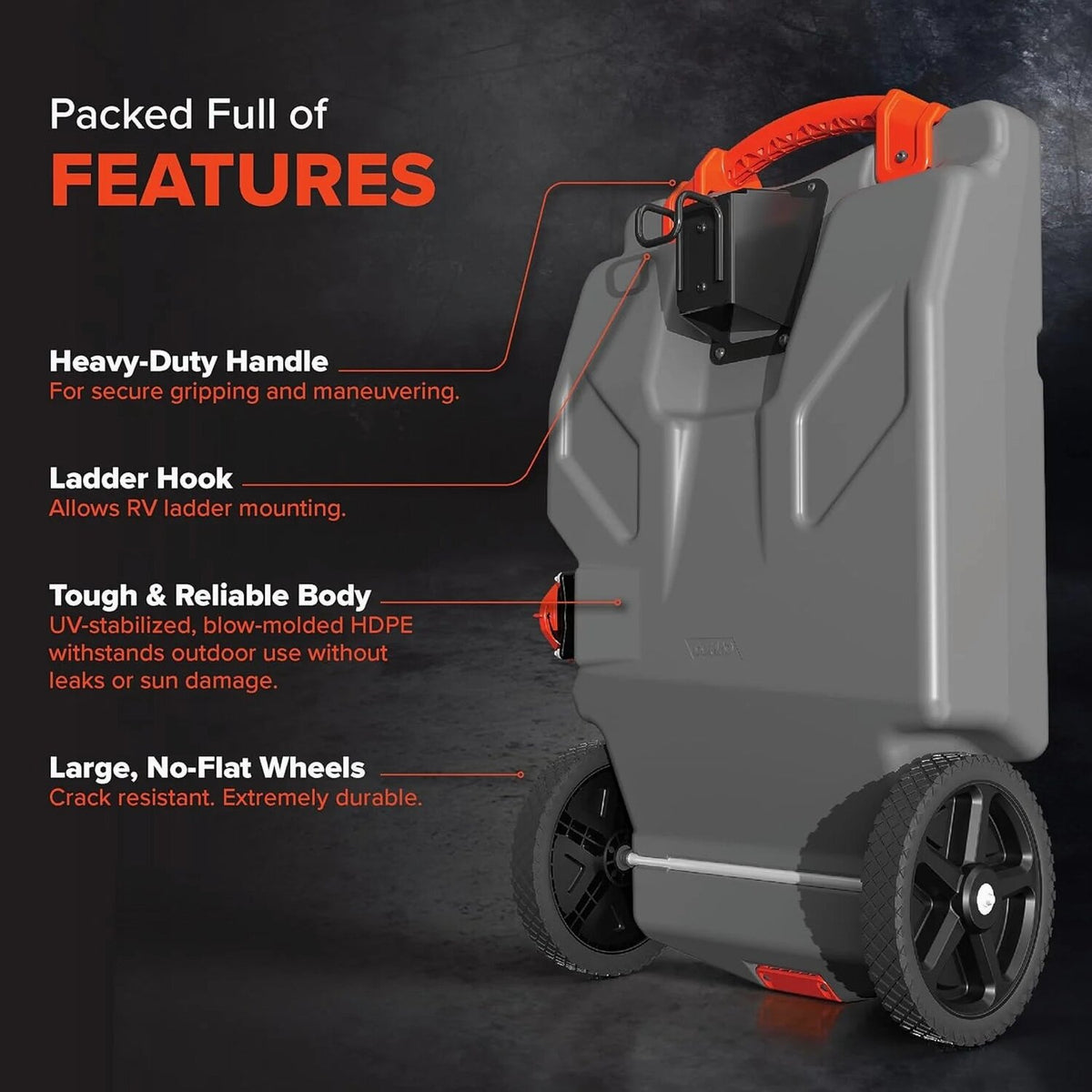 Camco Rhino 36-Gallon Portable RV Tote Tank With 2 Wheels - 39006