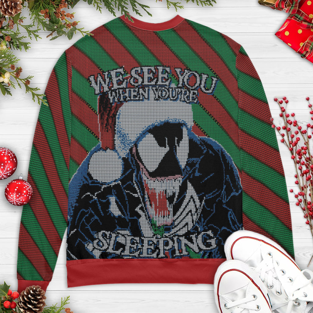 Venom See You When You're Sleeping Ugly Christmas Sweatshirt