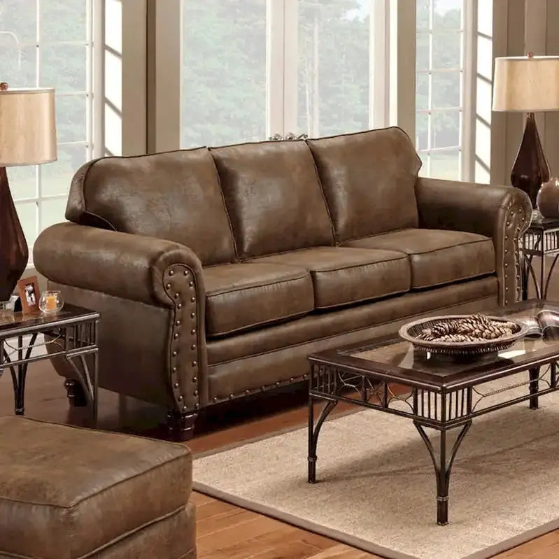 Sedona Sofa With Faux Leather Microfiber Upholstery - 88 W