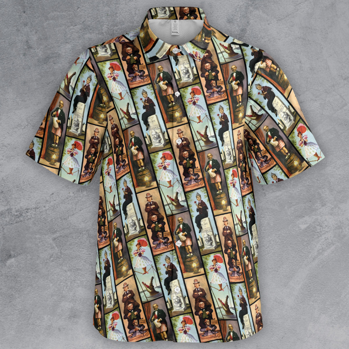 Haunted Mansion Vintage Stretch Pattern Button Down Shirt