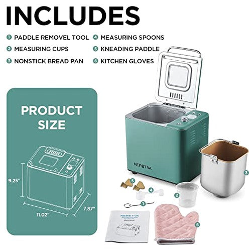 Neretva Automatic Bread Maker Machine With Sourdough Setting - 20-in-1