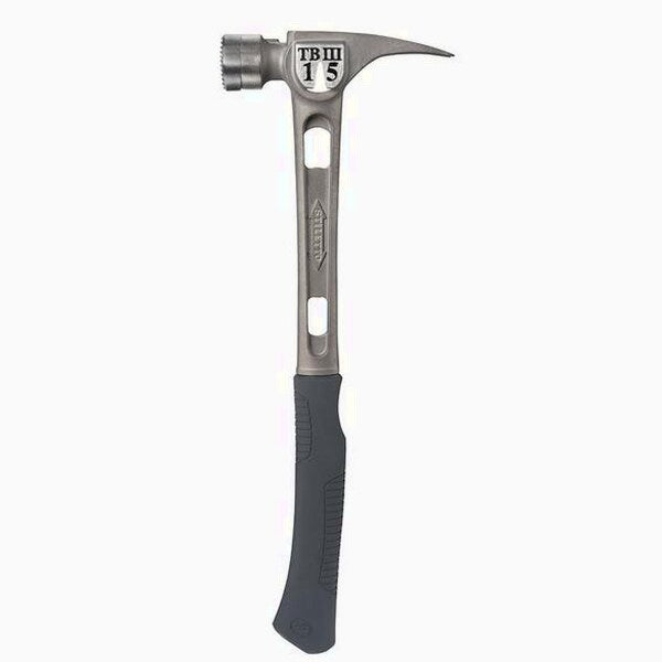 Stiletto 15 oz Ti-Bone III Titanium Hammer With Milled Face Curved Handle - TB3MC