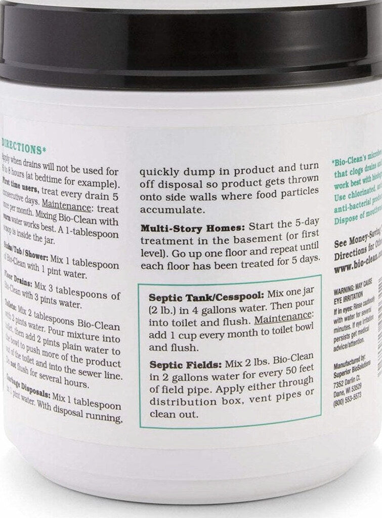 Bio-Clean Natural Drain Cleaner 2 lb - 100 Treatments