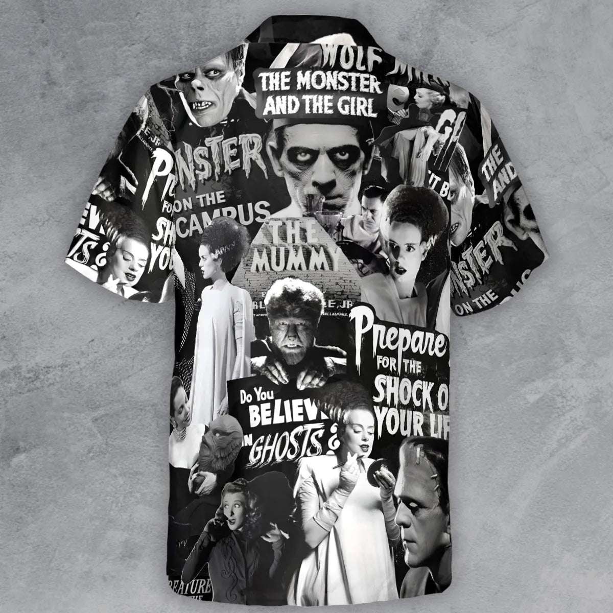 Universal Monsters Pattern Button Down Shirt