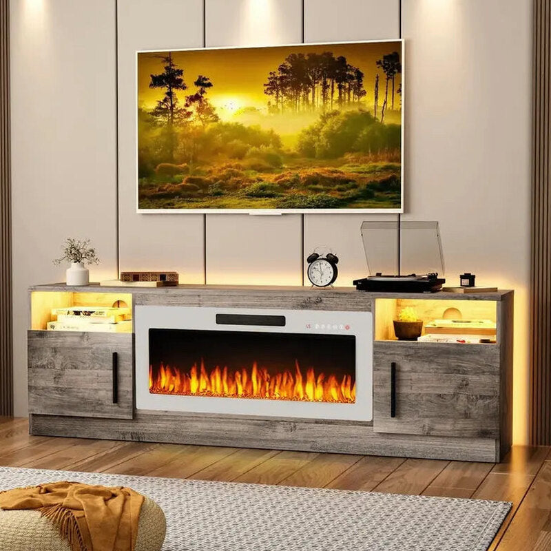 Bossin 70in Fireplace TV Stand With 16-Color LED Lighting
