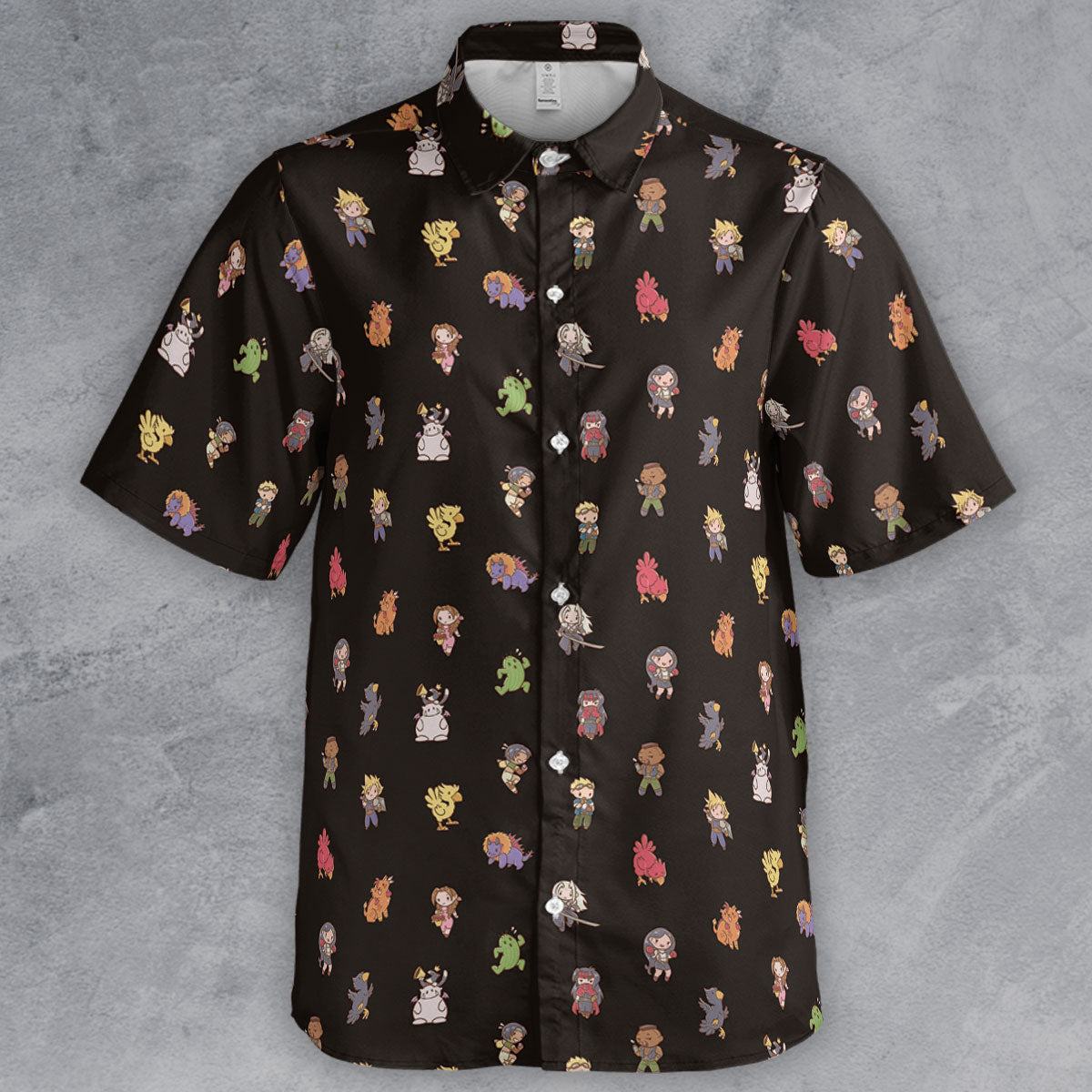 Final Fantasy Characters Pattern Button Down Shirt