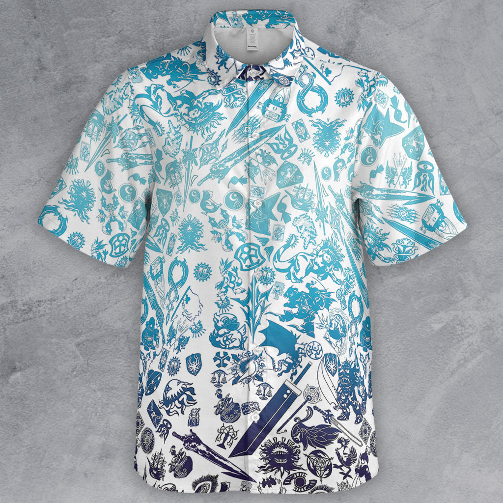 Blue Moggle Final Fantasy Button Down Shirt